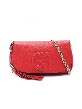 Gucci Shoulder Bag Soho Interlocking Red Leather Chain